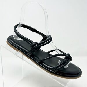 A New Day Black Knotted Faux Leather Strappy Slingback Sandals Size 6